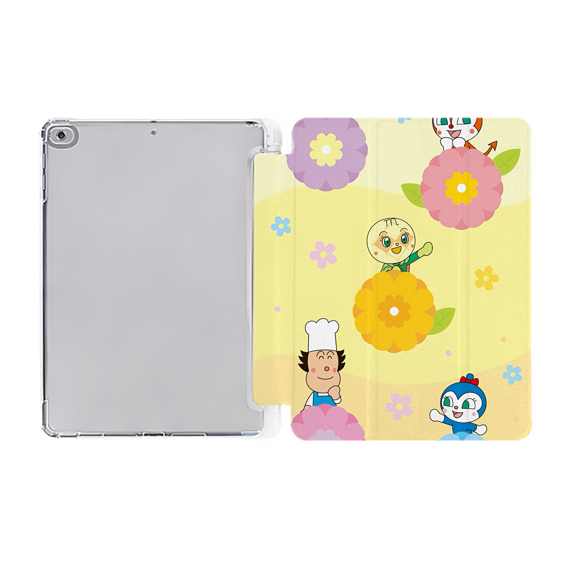 （画像用） アンパンマン Anpanman IPad ケース ペン収納付き 三つ折りスタンド PUレザー×シリコン 対応機種9.5/10.5/10.9インチ